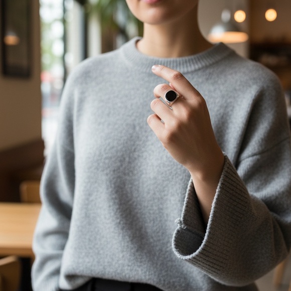 Silver and Black Ring - Picture 3 of 5